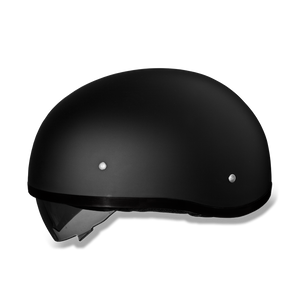 D.O.T. Daytona Half Helmet - Unisex - Flat/Dull Black with Pull-Down Inner Mini Shield - DS8-B