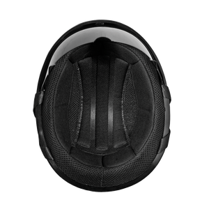 D.O.T. Daytona Half Helmet - Unisex - Flat/Dull Black with Pull-Down Inner Mini Shield - DS8-B