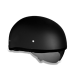 D.O.T. Daytona Half Helmet - Unisex - Flat/Dull Black with Pull-Down Inner Mini Shield - DS8-B