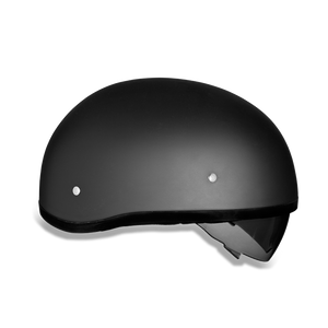 D.O.T. Daytona Half Helmet - Unisex - Flat/Dull Black with Pull-Down Inner Mini Shield - DS8-B