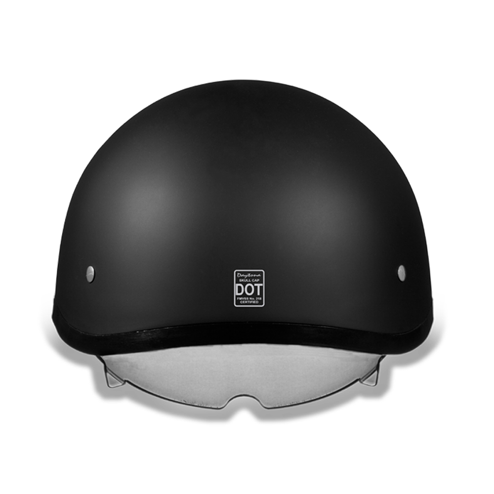 D.O.T. Daytona Half Helmet - Unisex - Flat/Dull Black with Pull-Down Inner Mini Shield - DS8-B