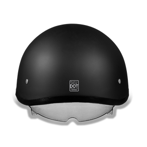 D.O.T. Daytona Half Helmet - Unisex - Flat/Dull Black with Pull-Down Inner Mini Shield - DS8-B