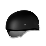 D.O.T. Daytona Half Helmet - Unisex - Flat/Dull Black with Pull-Down Inner Mini Shield - DS8-B