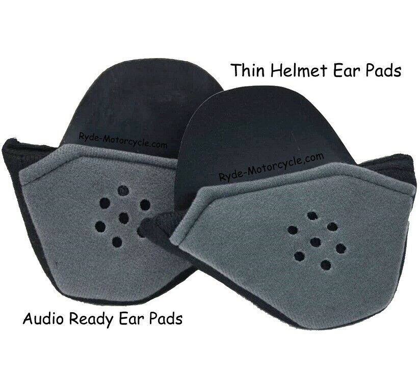 Super Thin Grey Ear Pad Inserts for DOT Half Helmets with "Y Strap"