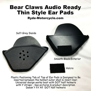 Super Thin Ear Pad Inserts for DOT Half Helmets with "Y Strap"