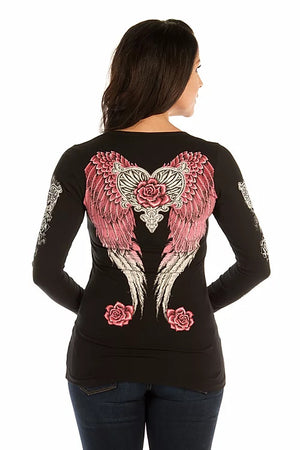 Rose & Heart Long Sleeved Shirt - 7298