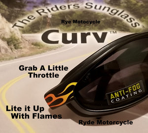 Curv Z Racer Flame Shatterproof Smoke Motorcycle Sunglass Anti Fog 02-07