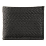 BK333 Basket Weave Black Leather Billfold Wallet