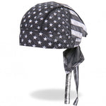 Gray American Flag Headwrap Durag Biker Skull Cap