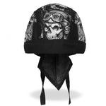Smokin' Five Skulls Headwrap Durag Biker Skull Cap