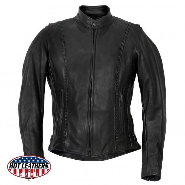 Ladies Made in the U.S.A. Leather Jacket with Braided Detail