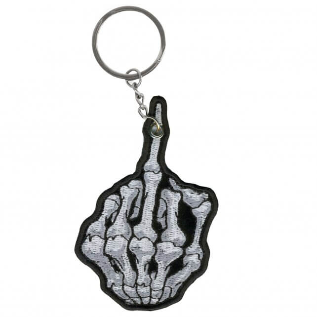 Skeleton Middle Finger Embroidered Key Chain