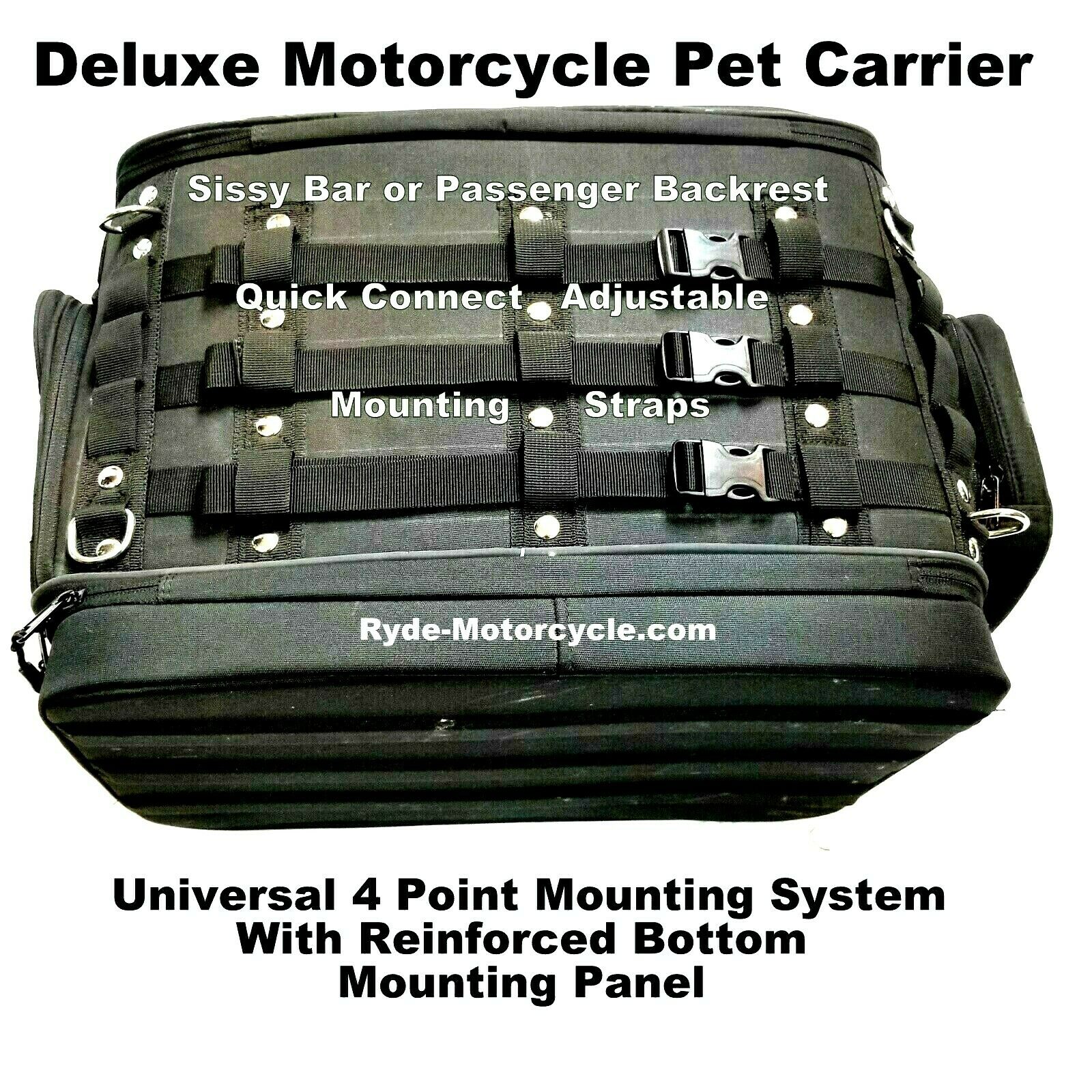Moto-Pet Deluxe Full Feature Motorcycle Pet Carrier Mount on Rack Seat Sissy Bar