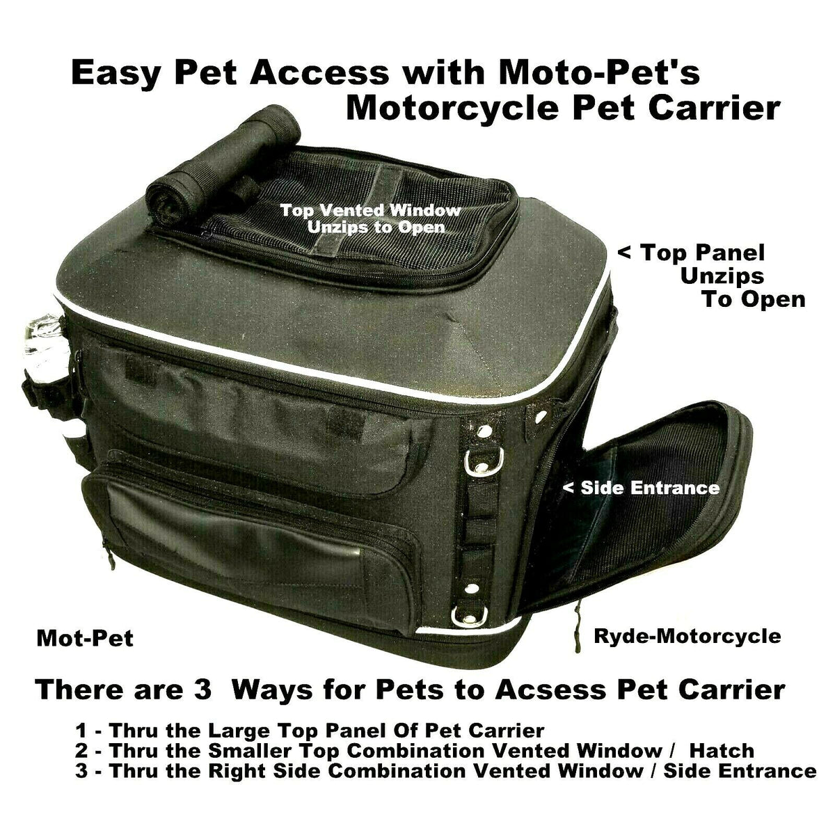 Moto-Pet Deluxe Full Feature Motorcycle Pet Carrier Mount on Rack Seat ...