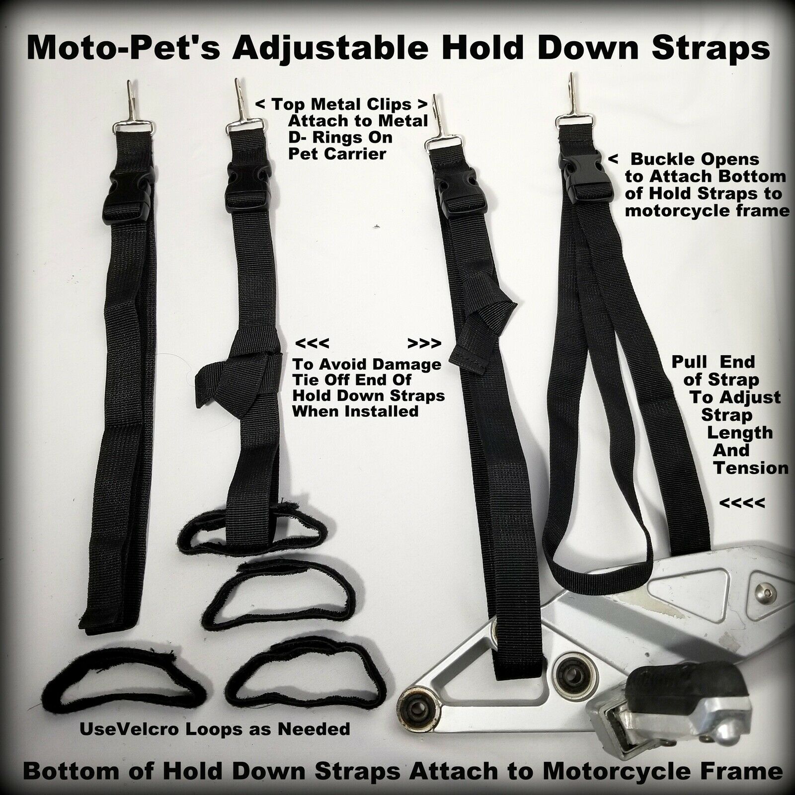 Moto-Pet Deluxe Full Feature Motorcycle Pet Carrier Mounts on Rack Seat Sissy Bar