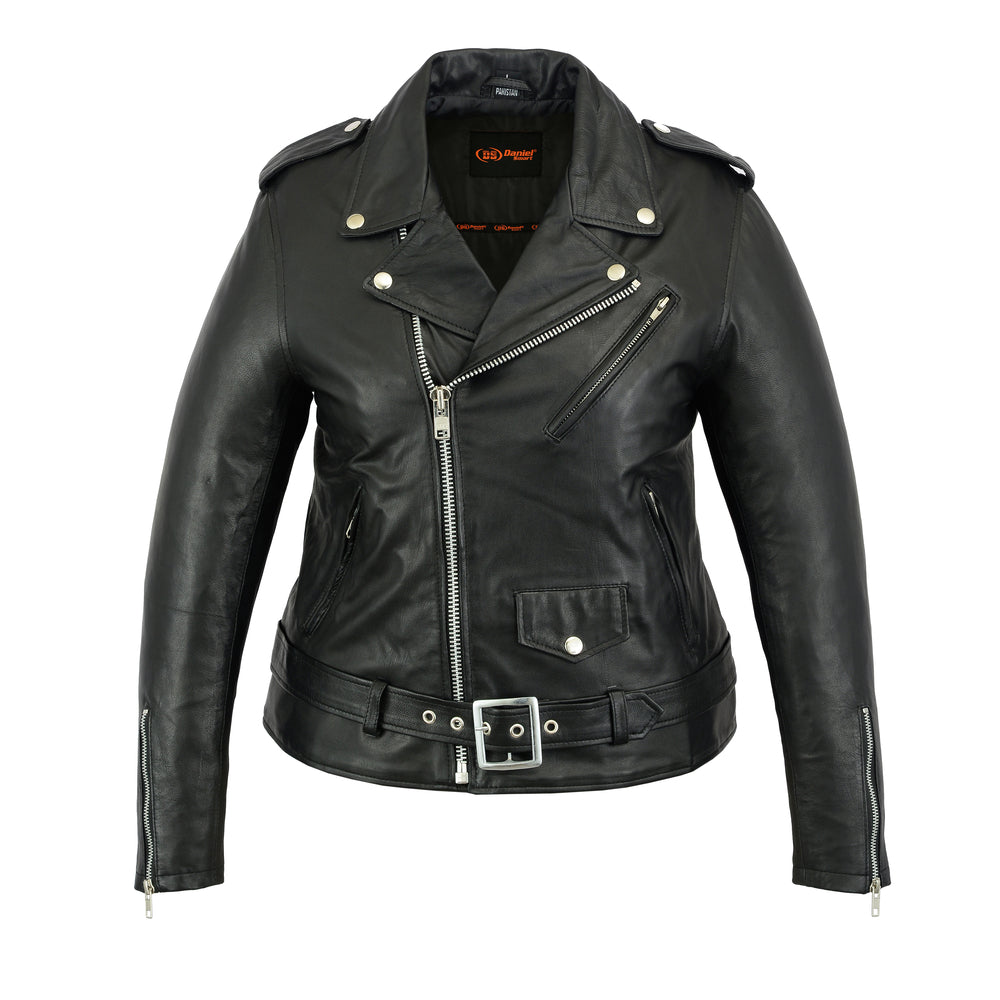 Women's Classic Plain Side Fitted M/C Style Jacket