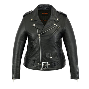 Women's Classic Plain Side Fitted M/C Style Jacket