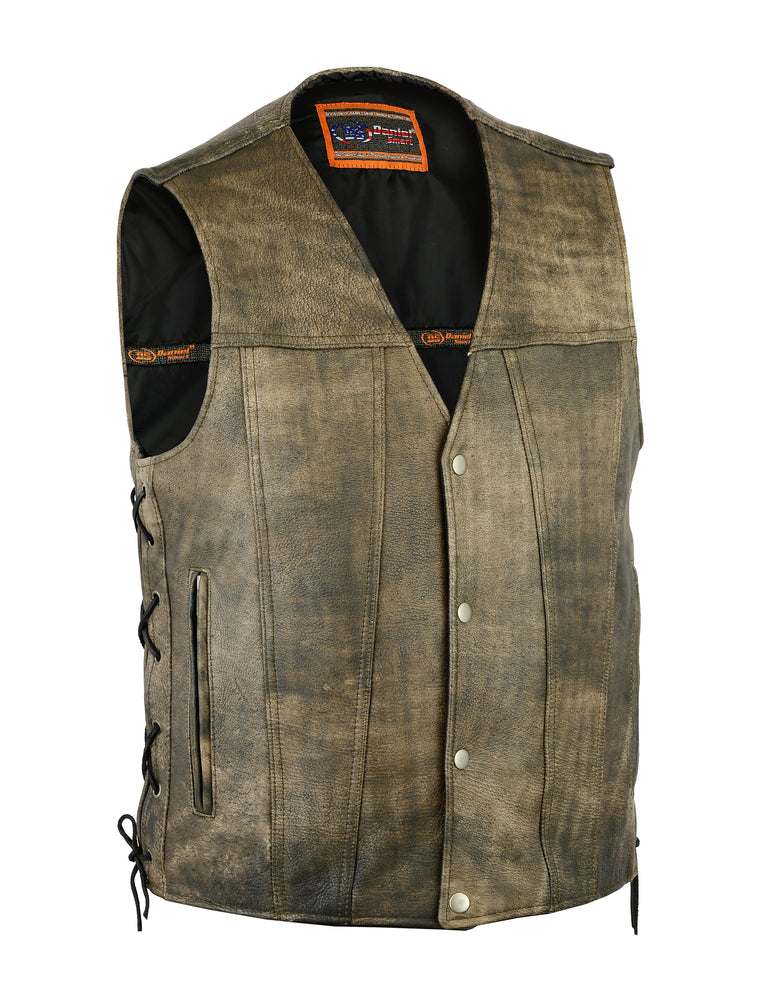 Men's Antique Brown Single Back Panel Concealed Carry Vest