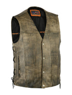 Men's Antique Brown Single Back Panel Concealed Carry Vest