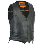 Women's DS271 Full Cut Motorcycle Leather Vest