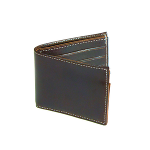 CP330 4.5" Premium Slim Brown w/ White Stitching Leather Billfold Wallet