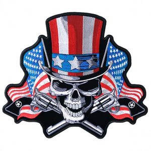 10" x 9" - Uncle Sam Skull + Pistol Large Back Patch