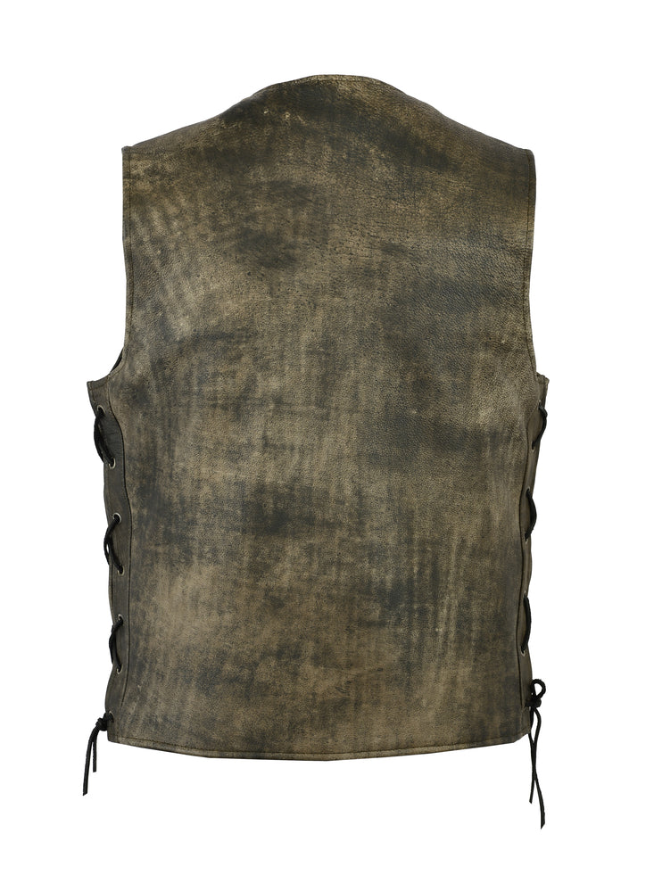 Men's Antique Brown Single Back Panel Concealed Carry Vest