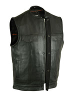 Men's Concealed Snap Closure, Milled Cowhide, Without Collar & Hidden Zipper