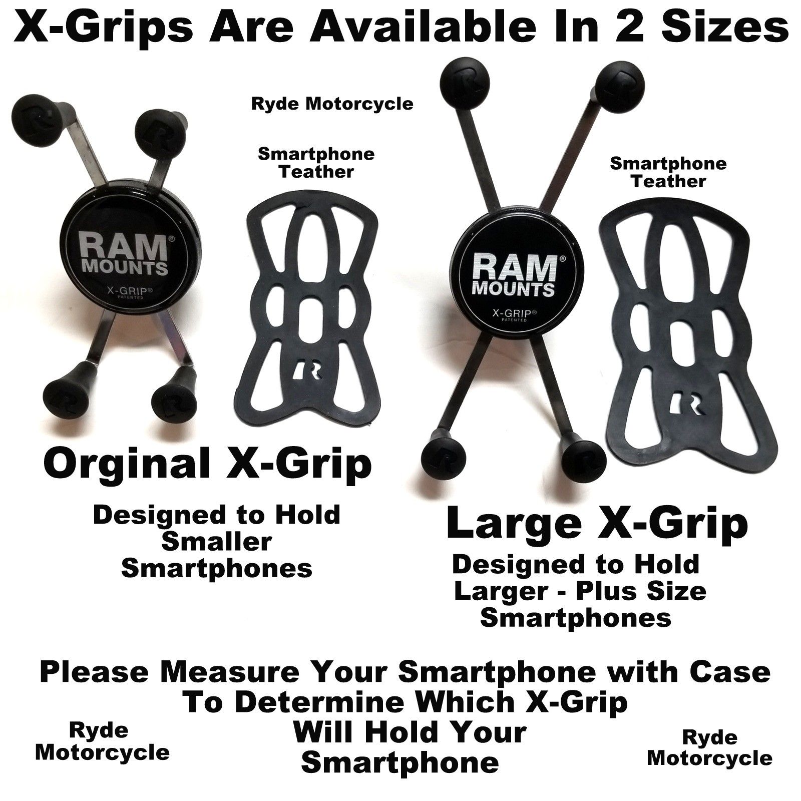 RAM X-Grip Tough-Claw Handlebar Mount - Holds SMALLER Phones RAM-HOL-UN7-400U