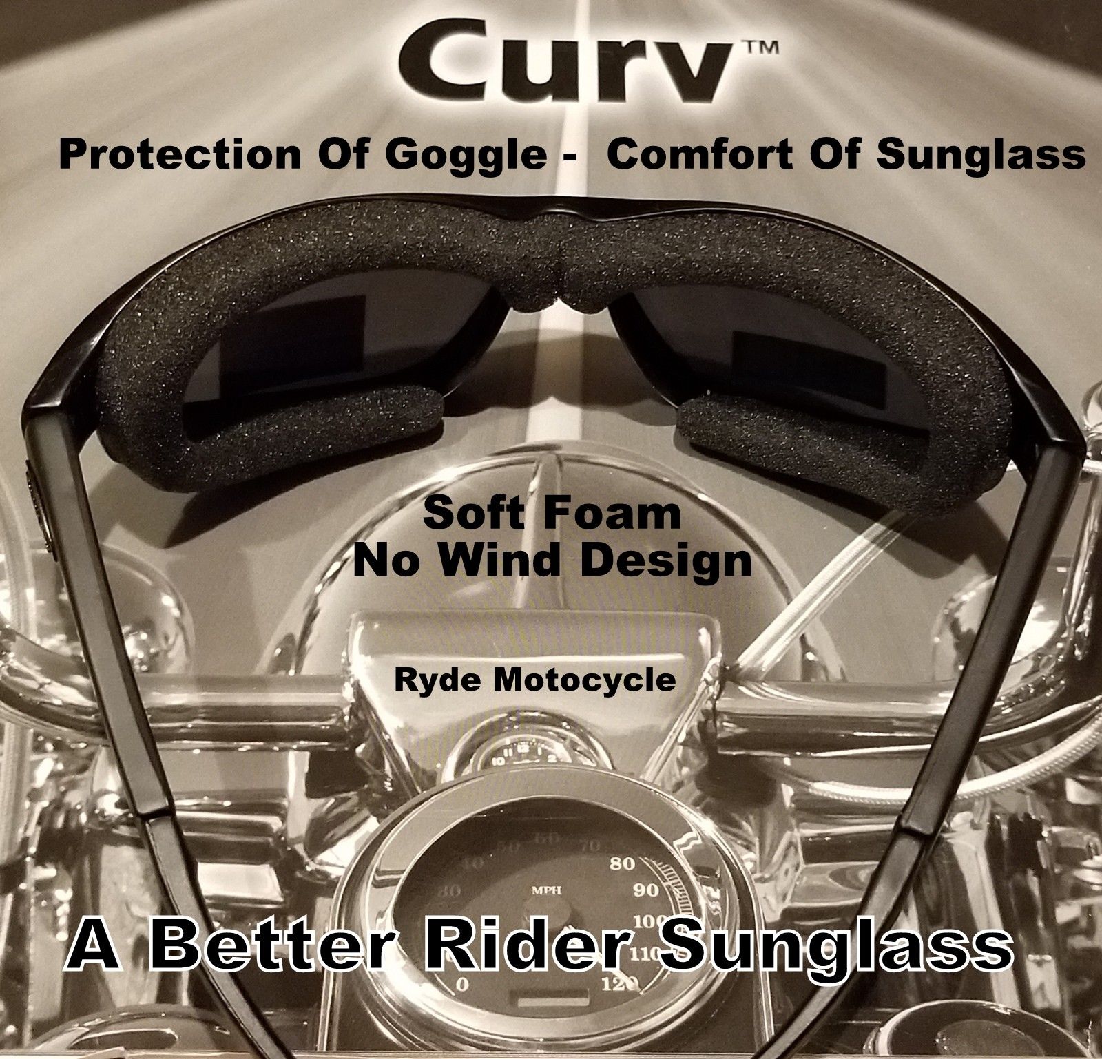 Curv Z Shatterproof Smoke Motorcycle Riding Sunglass No Wind Anti-Fog 02-01