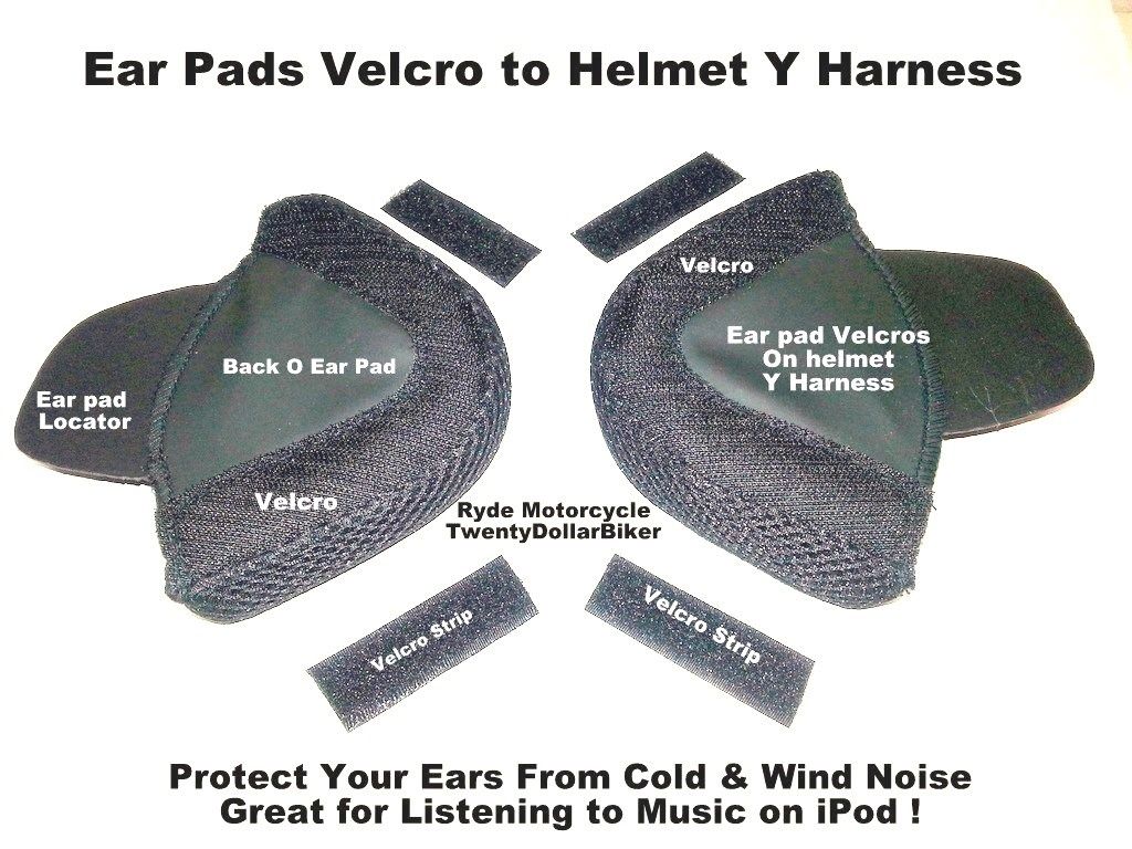 bike helmet velcro pads Bear Claw Large Deluxe Helmet Ear Pads for DOT Half Helmets – Ryde- Motorcycle