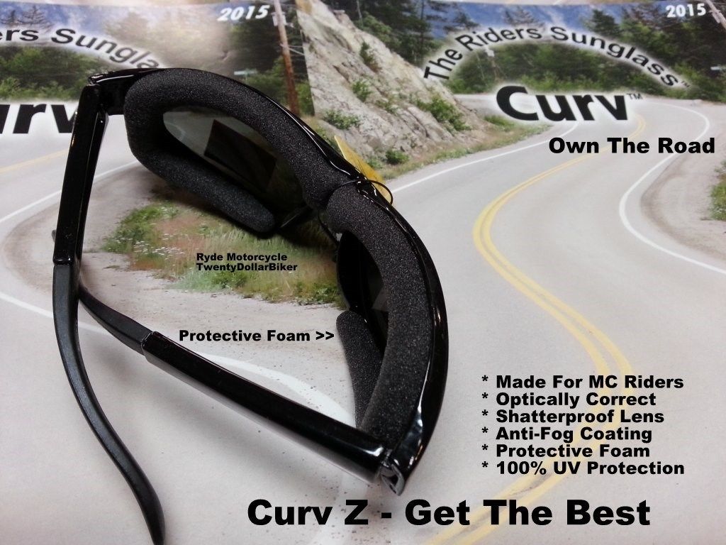 Curv Z Shatterproof Smoke Motorcycle Riding Sunglass No Wind Anti-Fog 02-01