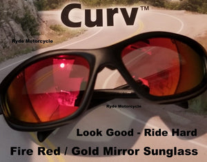 Curv Z Fire Red - Gold Mirror Motorcycle Sunglass 02-21