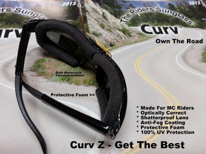 Curv Z Shatterproof Smoke Motorcycle Riding Sunglass No Wind Anti-Fog 02-01