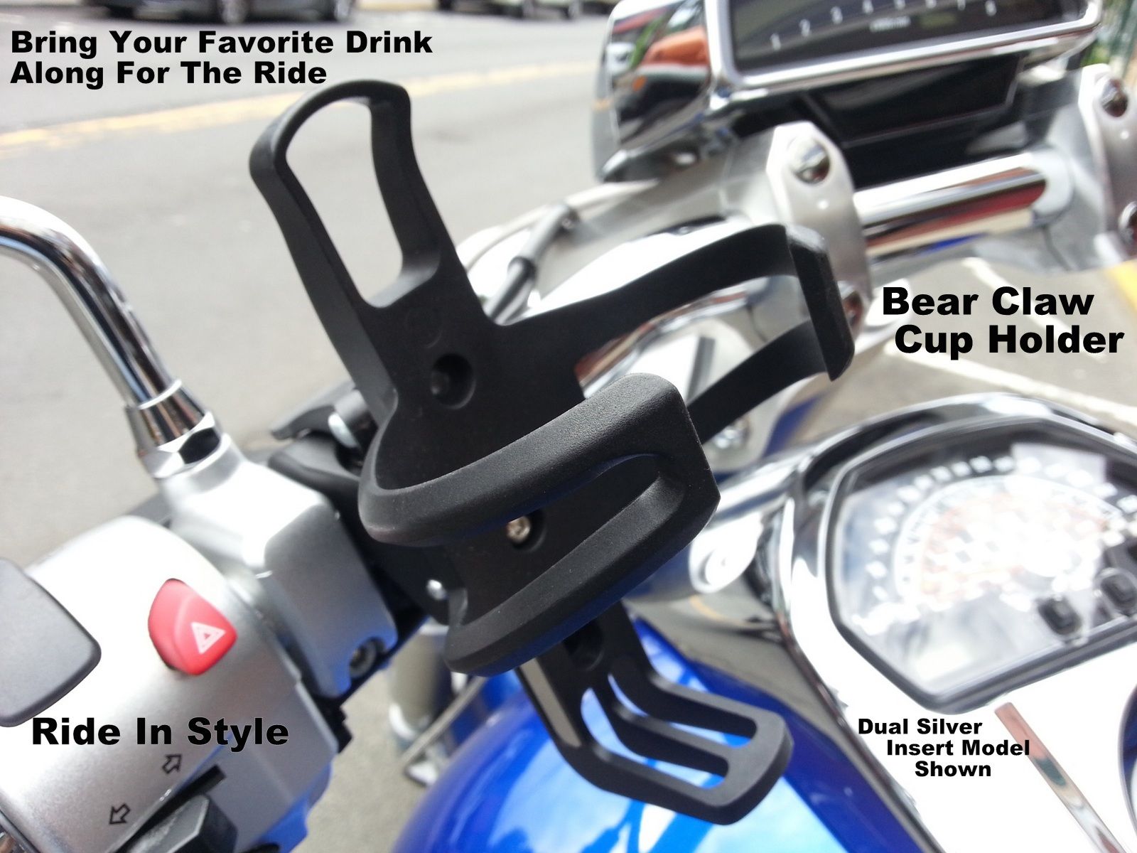 Motorcycle Dual Chrome Insert Cup Holder