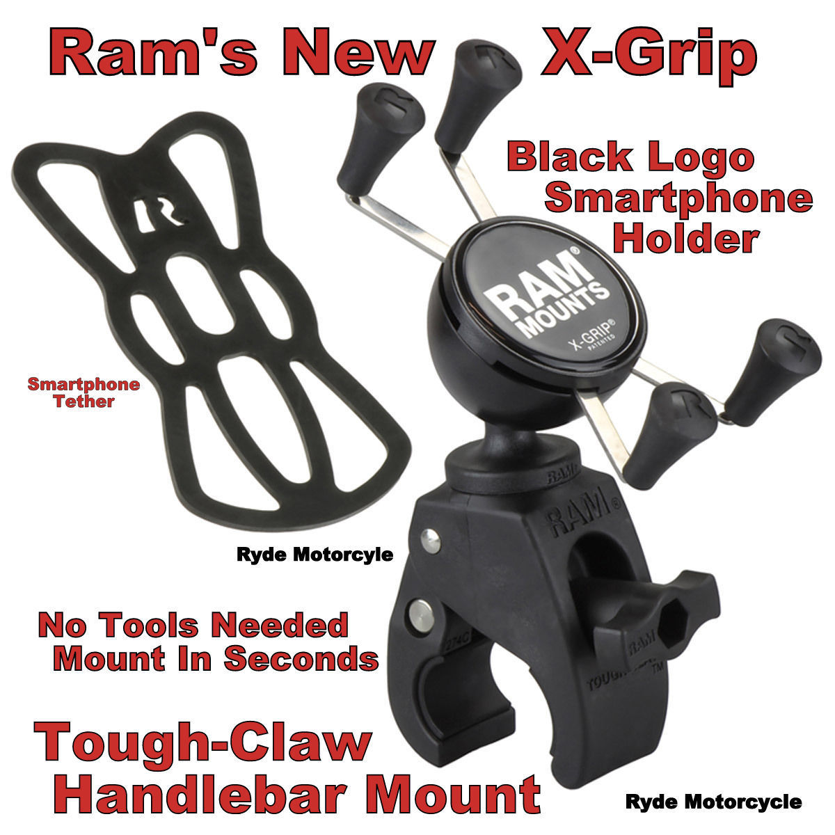 RAM X-Grip Tough-Claw Handlebar Mount - Holds LARGER Phones RAM-HOL-UN10-400U