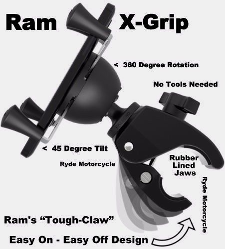 RAM X-Grip Tough-Claw Handlebar Mount - Holds SMALLER Phones RAM-HOL-UN7-400U