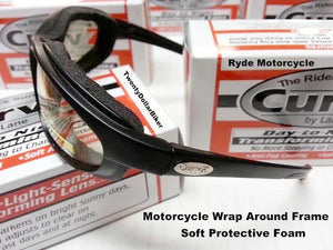 Curv-Z Transitional sunglasses feature wrap around design with soft foam for better wind protection