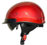 Vega Warrior D.O.T. Velocity Red Half Helmet w/ Drop Down Smoke Shield