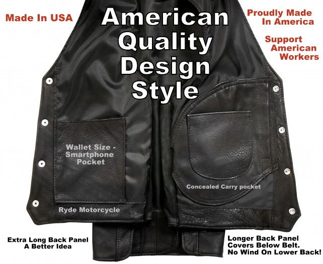 Made In USA Vest - Extra Long Back - Side Lace