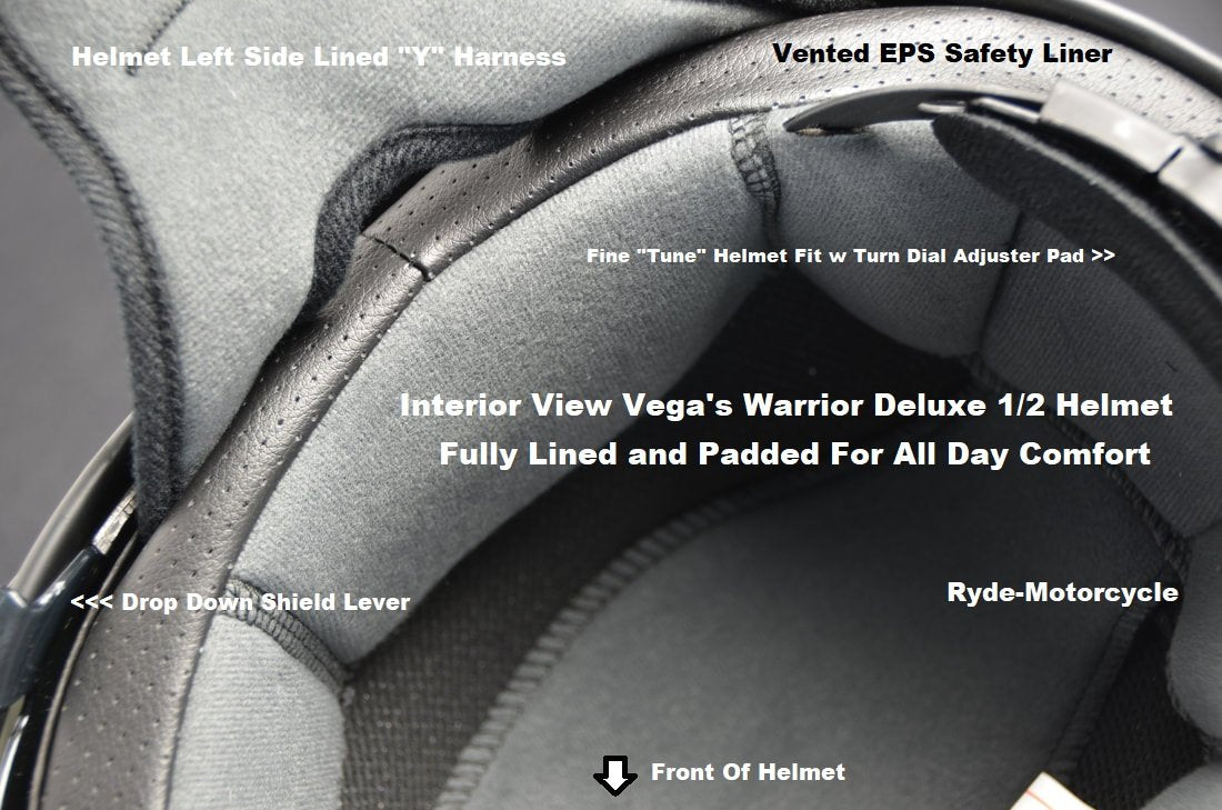 Vega Warrior D.O.T. Flat Black Half Helmet w/ Drop Down Smoke Shield