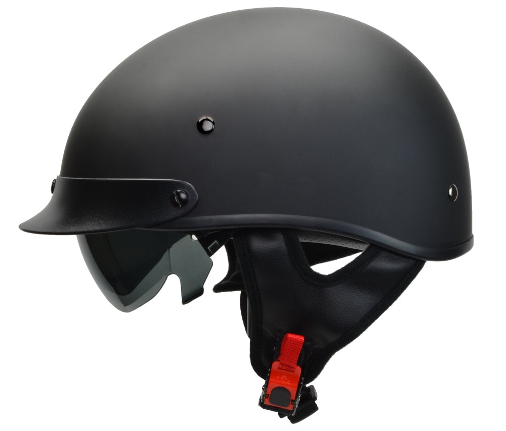 Vega Warrior D.O.T. Flat Black Half Helmet w/ Drop Down Smoke Shield